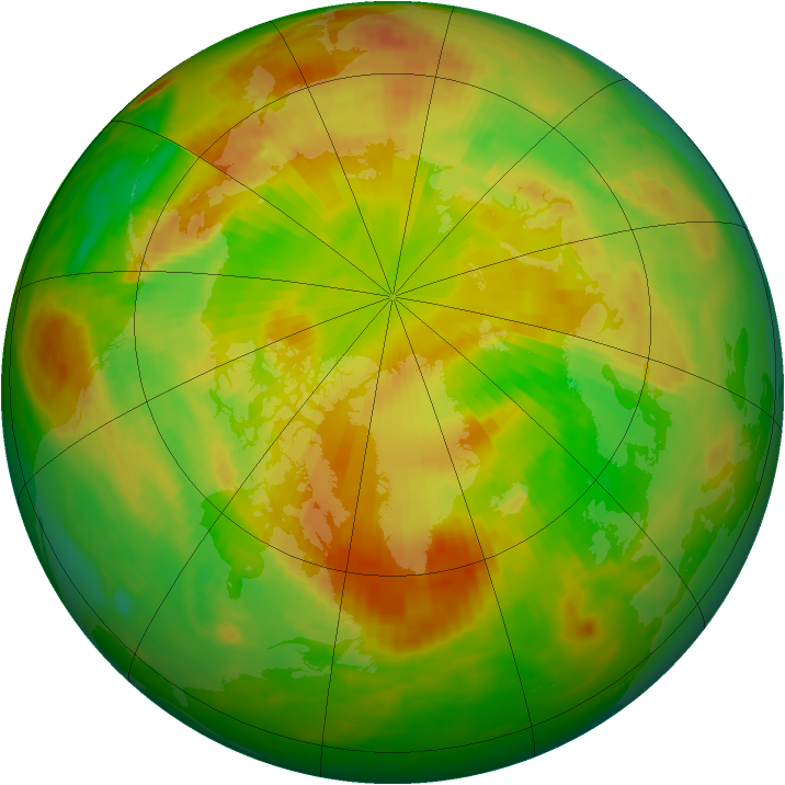 Arctic ozone map for 21 May 1989